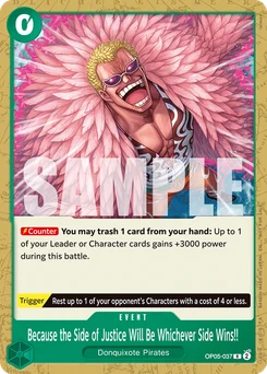Because the Side of Justice Will Be Whichever Side Wins!! OP05-037 P1 Promotion card