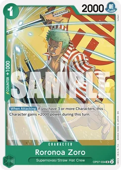 Roronoa Zoro OP07-034 R1 Green Jewelry Bonney
