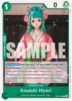 Kouzuki Hiyori OP12-028 R1 Green Roronoa Zoro