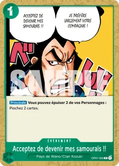 Acceptez de devenir mes samouraïs !! OP01-055 R1 One Piece Card the Best vol.2
