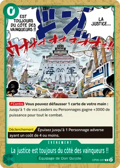 La justice est toujours du côté des vainqueurs !! OP05-037 P1 Carte promo