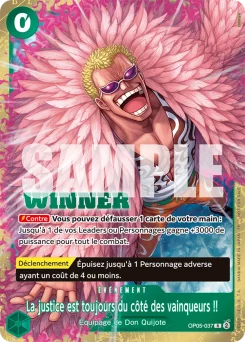La justice est toujours du côté des vainqueurs !! OP05-037 P3 Carte promo